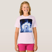 T-shirt Tee de fille au caniche blanc (Devant entier)