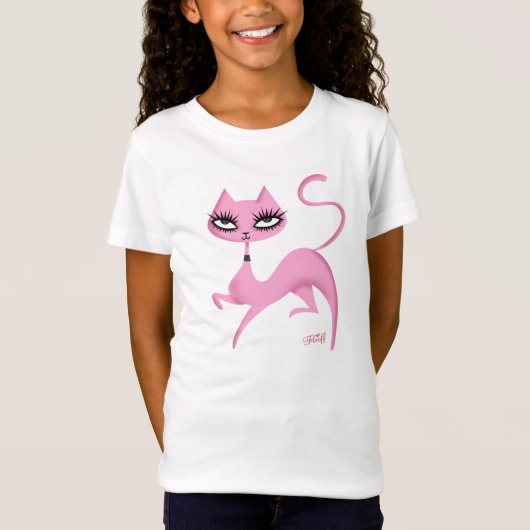 T-Shirt Tee de filles de chats par bouffon (Devant)