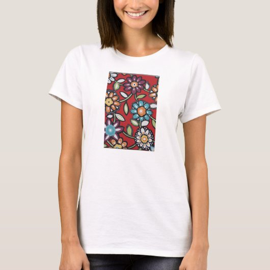T-shirt tee de fleur hippie colorée (Devant)