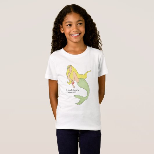 T-Shirt Tee de jeune fille avec sirène (Devant entier)