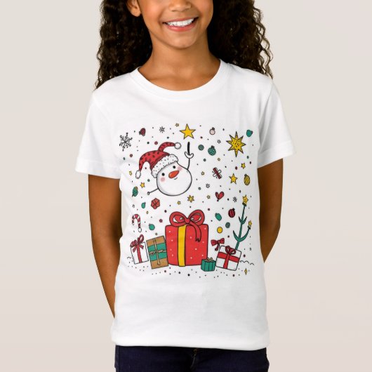 T-Shirt tee de Noël personnalisé pour enfants (Devant)