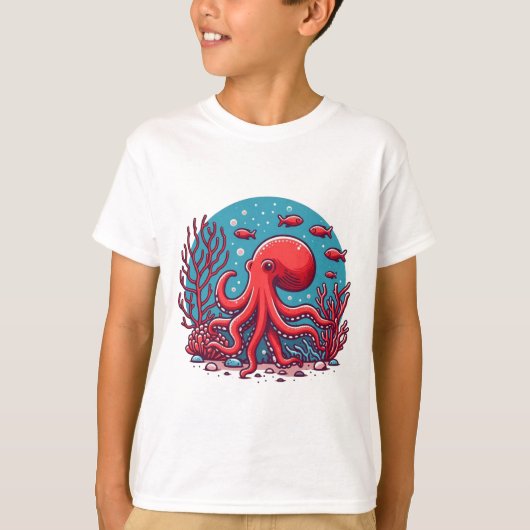 T-shirt Tee de pieuvre sous-marine (Devant)
