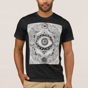 T-shirt Tee de tatouage pour yeux mal - Gras Noir, Bleu et