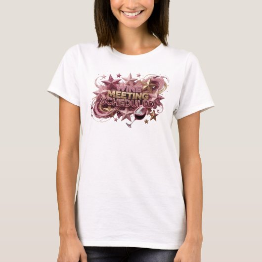 T-shirt Tee déclaration RENCONTRE VIN Rose élégant (Devant)