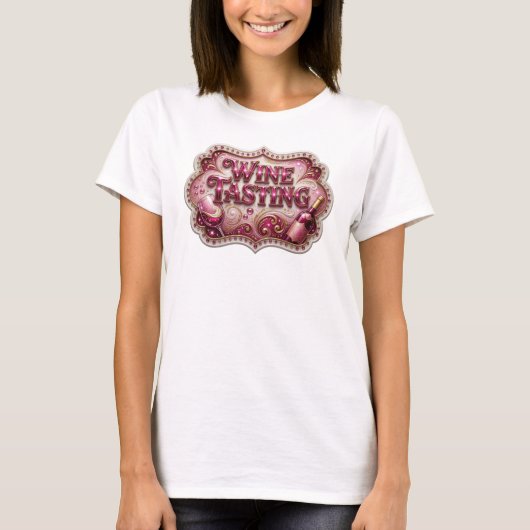 T-shirt Tee DEGUSTATION DE VIN Rose GRAS (Devant)