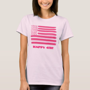 T-shirt Tee drapeau 4e américain pour dames roses personna