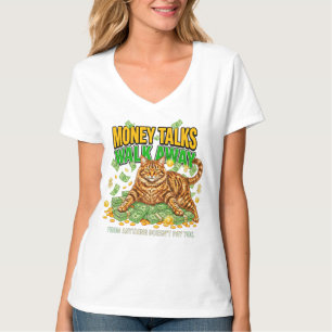 T-shirt Tee drôle pour femmes amoureuses de chats, Money T