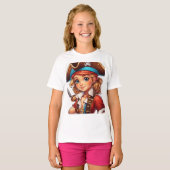 T-shirt Tee en coton doux pour filles - Imprimantes amusan (Devant entier)