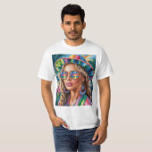 T-shirt Tee esthétique à rayures Y2K -Neon Retro Cyberpunk (Devant entier)