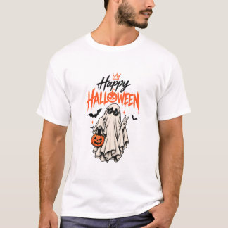 T-shirt Tee fantôme mignon Bonne Halloween Citrouille