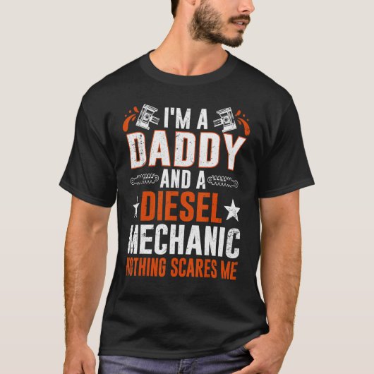 T-shirt Tee For Men Father's Day Diesel Mechanic Daddy (Devant)