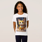 T-Shirt Tee Girl avec Enchanter Cat Image" (Devant entier)