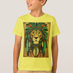 T-shirt Tee Lion Géométrique Rétro-Futuriste.
