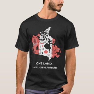 T-shirt Tee Mosaïque Canadien : feuille d'érable et icônes