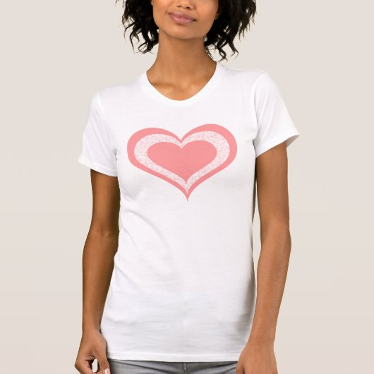 T-shirt Tee pour femmes au coeur rose clair et Tourbillonn (Devant)