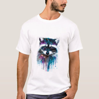 T-shirt tee Raccoon artistique coloré