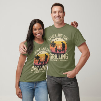 T-shirt Tee rétro pour partenaires de grillade père et fil