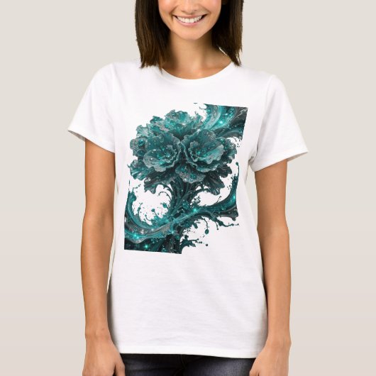 T-shirt Tee Sharp Silver BLUE MOTIF FLORAL (Devant)