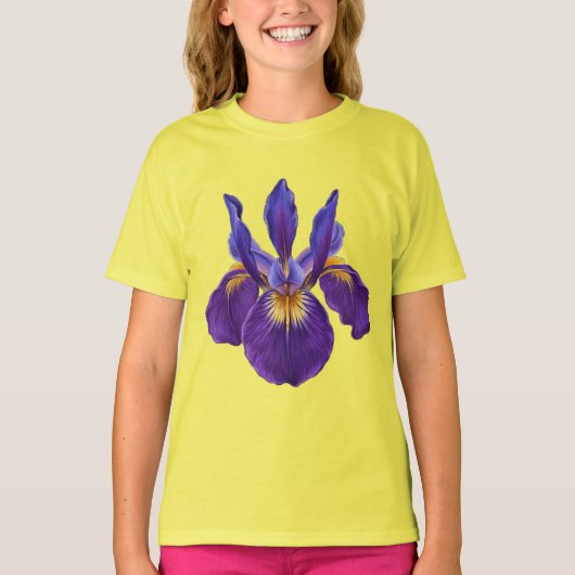 T-shirt Tee-shirt à l'impression d'Iris Violet Botanique (Devant)