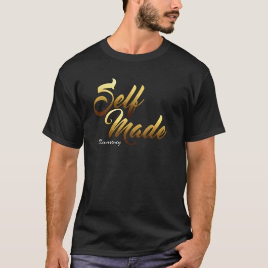 T-shirt Tee-shirt à script en or Self Made (Devant)