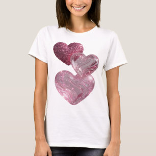 T-shirt Tee-shirt à slogan coeurs roses argentés ludique