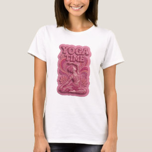 T-shirt Tee-shirt à slogan YOGA TIME Rose Clair et Crisp