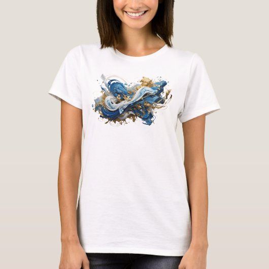 T-shirt Tee-shirt avec déclaration d'art abstrait bleu wit (Devant)