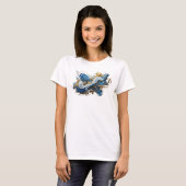T-shirt Tee-shirt avec déclaration d'art abstrait bleu wit (Devant entier)