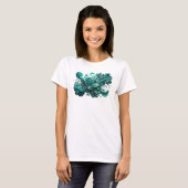 T-shirt Tee-shirt avec déclaration d'art abstrait sarcelle (Devant entier)