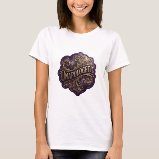 T-shirt Tee-shirt avec déclaration dorée accrocheuse UNAPO (Devant)