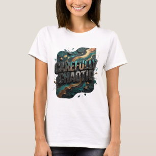 T-shirt Tee-shirt avec déclaration frappante en or CAREFUL