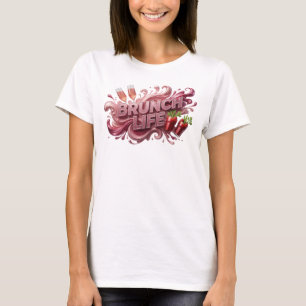 T-shirt Tee-shirt avec slogan accrocheur BRUNCH LIFE en ro