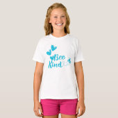 T-shirt Tee-shirt Bleu "Bee Kind" à Cœurs (Devant entier)