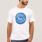 T-shirt Tee-shirt bleu Multi Language Peace Design (Devant)