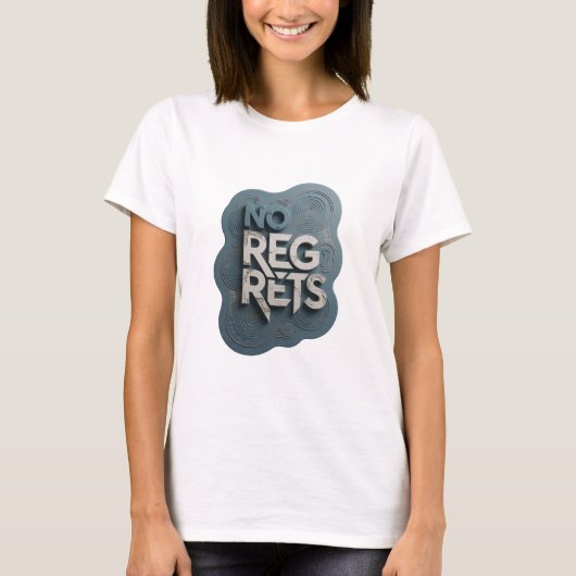 T-shirt Tee-shirt Bold Silver sans REGRETS Statement (Devant)