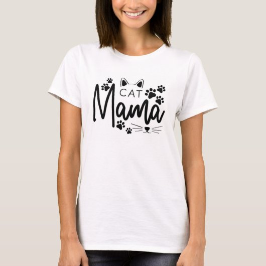 T-shirt Tee - shirt Cat Mama (Devant)