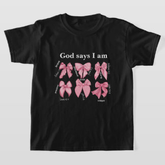 T-shirt Tee-shirt chrétien rose avec noeuds pour filles mi