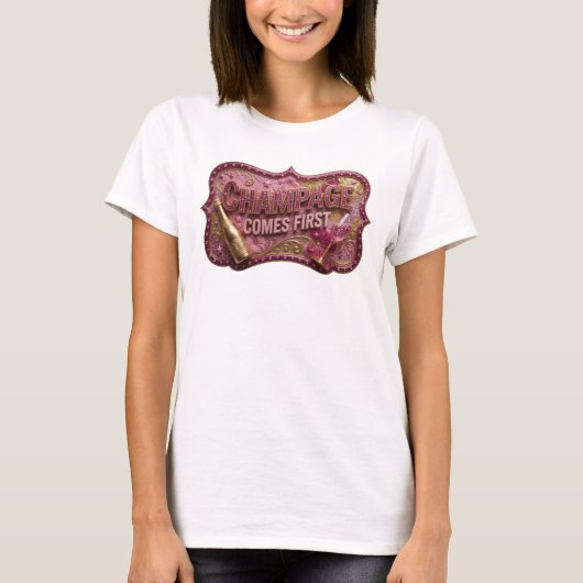 T-shirt Tee-shirt Classique Or CHAMPAGE D'ABORD Statement (Devant)