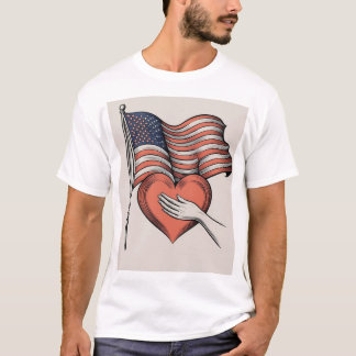 T-shirt Tee-shirt Coeur patriotique