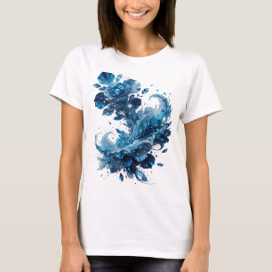 T-shirt Tee-shirt Cool Silver BLUE ICE FLOWERS