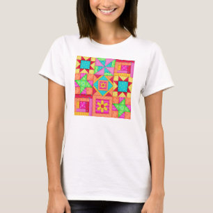 T-shirt Tee - shirt d'art de bloc d'édredon de patchwork