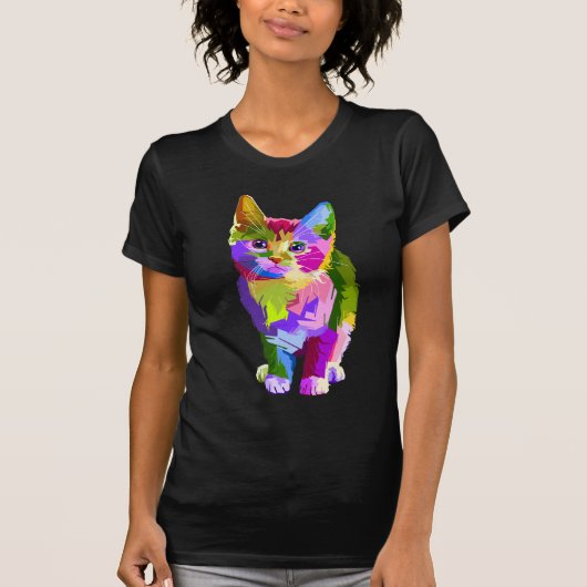 T-shirt tee - shirt de chaton arc-en-ciel (Devant)