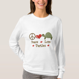T-shirt Tee - shirt de douille de tortues d'amour de paix
