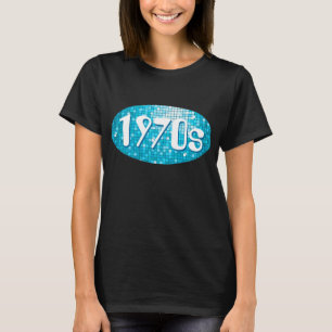 T-shirt Tee-shirt Disco Carreaux bleu '1970' noir