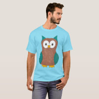Tee - shirt d'oiseaux Chouette à cartons bleu Brow