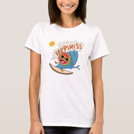 T-shirt Tee-shirt drôle de pastèque de surf – Vibrations d (Devant)