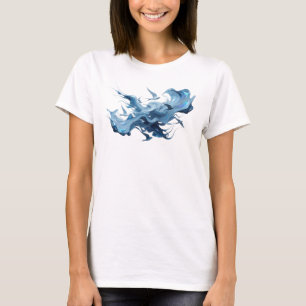 T-shirt Tee-shirt graphique abstrait oiseaux bleu créatif