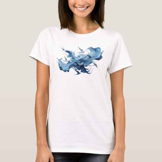 T-shirt Tee-shirt graphique abstrait oiseaux bleu créatif (Devant)