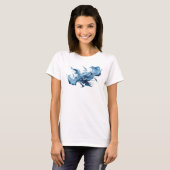 T-shirt Tee-shirt graphique abstrait oiseaux bleu créatif (Devant entier)
