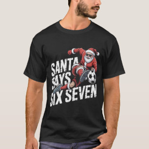 T-shirt Tee-shirt graphique drôle de Santa soccer kickant
